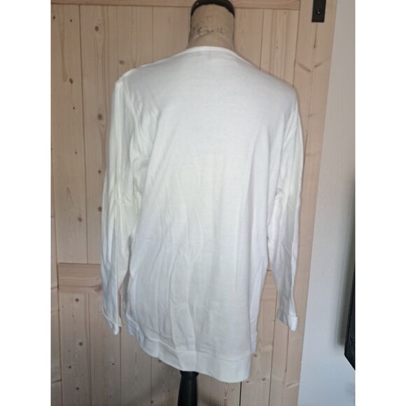 NEW Winter White Quaker factory Cardigan & attached Tee Crystal Buttons Large - Picture 10 of 12